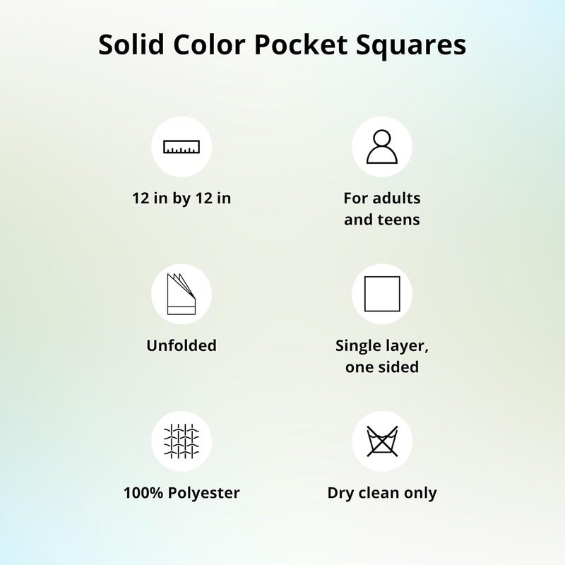 tiemart Solid Color Pocket Squares for Men for Suits and Perfect for Wedding Parties Measures 12 x 12 inch / 30 x 30 cm - Image 5